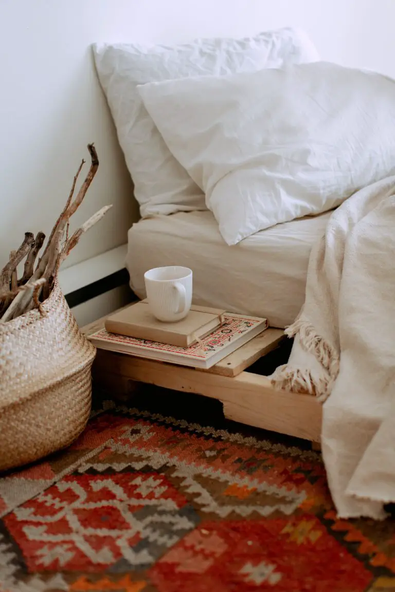 Signs of bed bugs in a cozy ethnic-styled bedroom